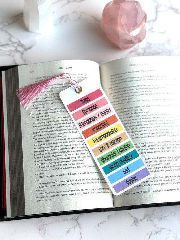 Annotation bookmark with matching sticky tabs | bookish, kit, acotar, fourth wing, gift, reader, gift for her, book gift