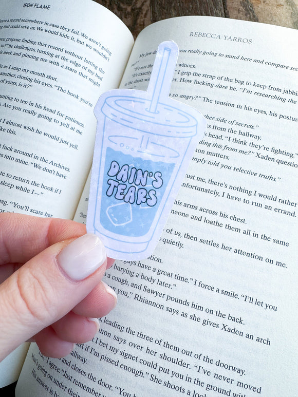 Fourth Wing Dain's Tears-inspired sticker | holographic, glitter, quote, bookish, fantasy, iron flame, bookish gift, xaden, gift for her
