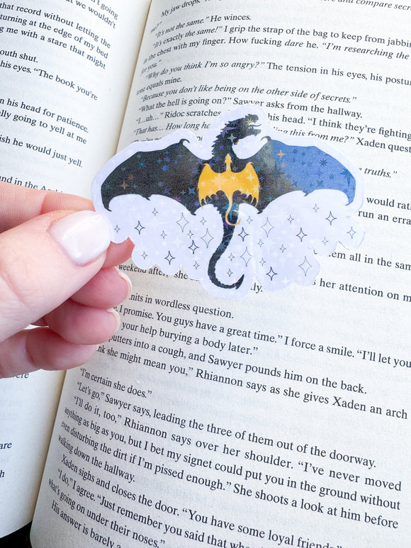 Fourth Wing-inspired sticker-dragons | holographic, glitter, quote, bookish, Tairn, iron flame, bookish gift, gift for her, Andarna