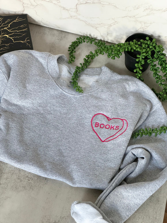 Bookish heart embroidered sweatshirt | book lover, reader, acotar, gift for book lover, booktok shirt, hoodie