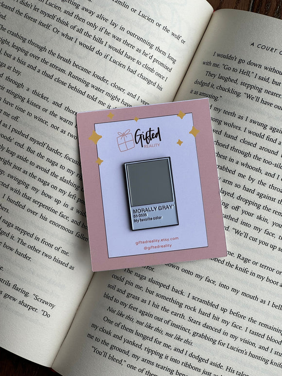 Morally Gray Bookish trope Enamel Pin | booksta, booktok, acotar, badge, flair, lapel pin, button, patch, gift for her, button, book gift