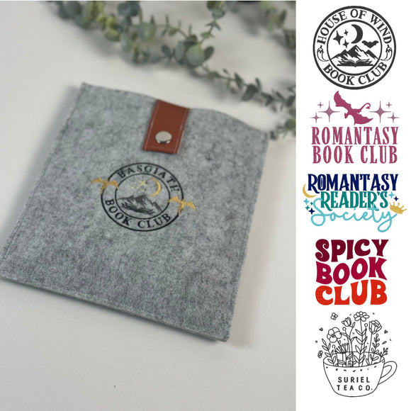 Felt Embroidered Kindle Paperwhite Sleeve - choose design! | book lover gift, kindle case, booktok, bookish gift, book sleeve, cover, gift