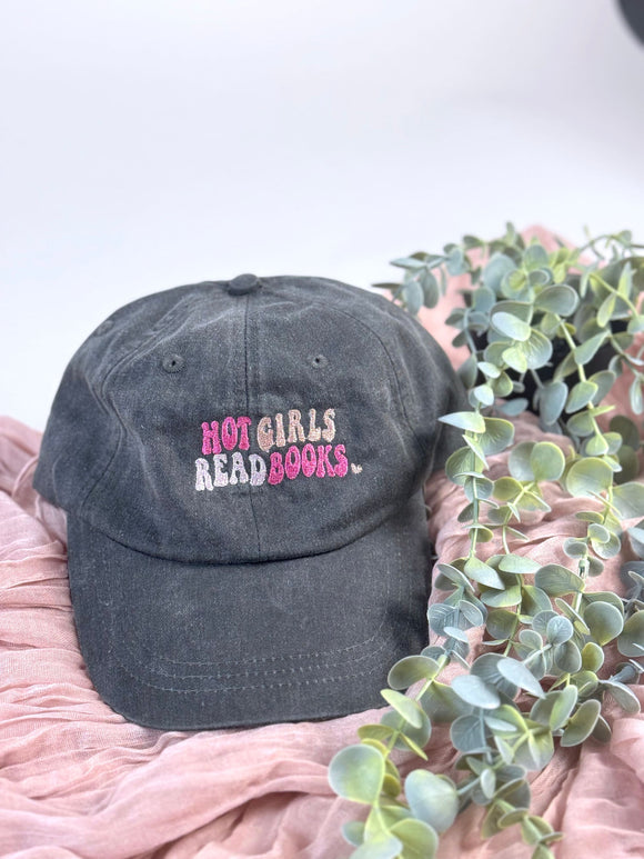 Hot Girls Read books dad hat | vintage wash, bookish hat, booktok, book worm, book club, acotar, cap, romatasy, gift for her, reader gift