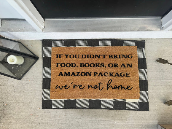 Books, food, Amazon doormat| door mat, funny door mat, house warming gift, bookish doormat, coir doormat, funny door mat, wedding gift, gift