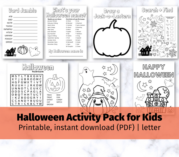 Halloween Activity Sheets for Kids [INSTANT DOWNLOAD/Printable]